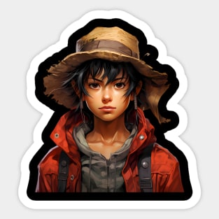 Reimagined Monkey D. Luffy from One Piece Sticker